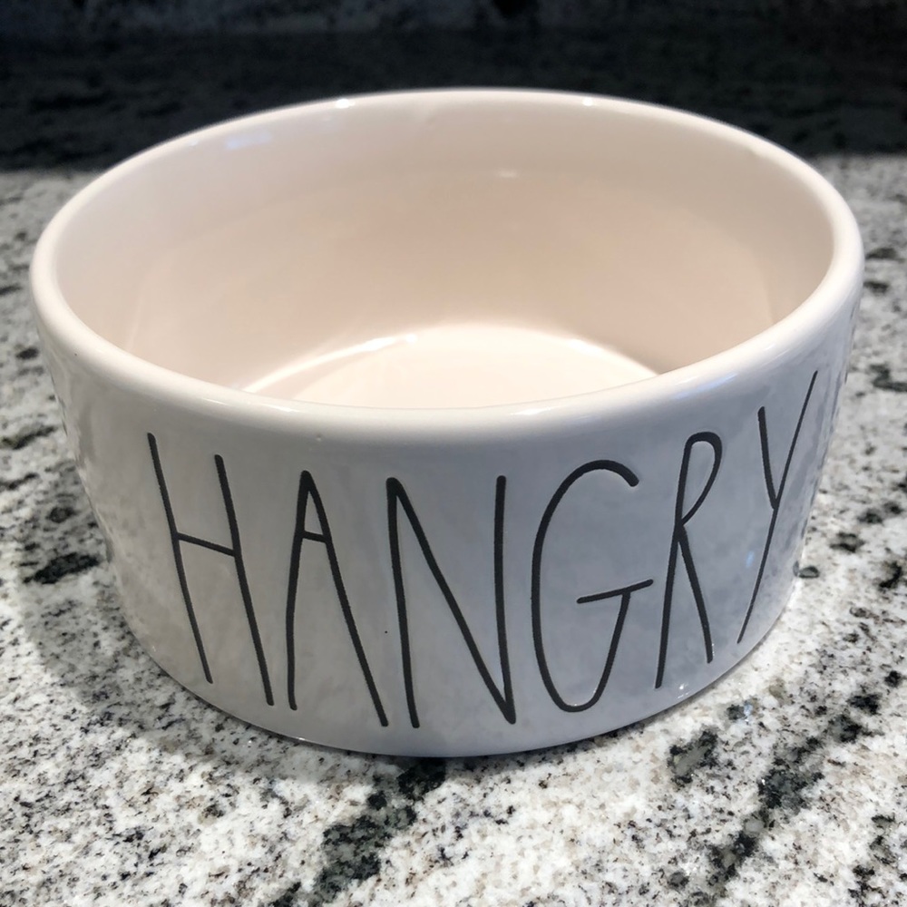 Rae Dunn HANGRY Dog Bowl off-white
